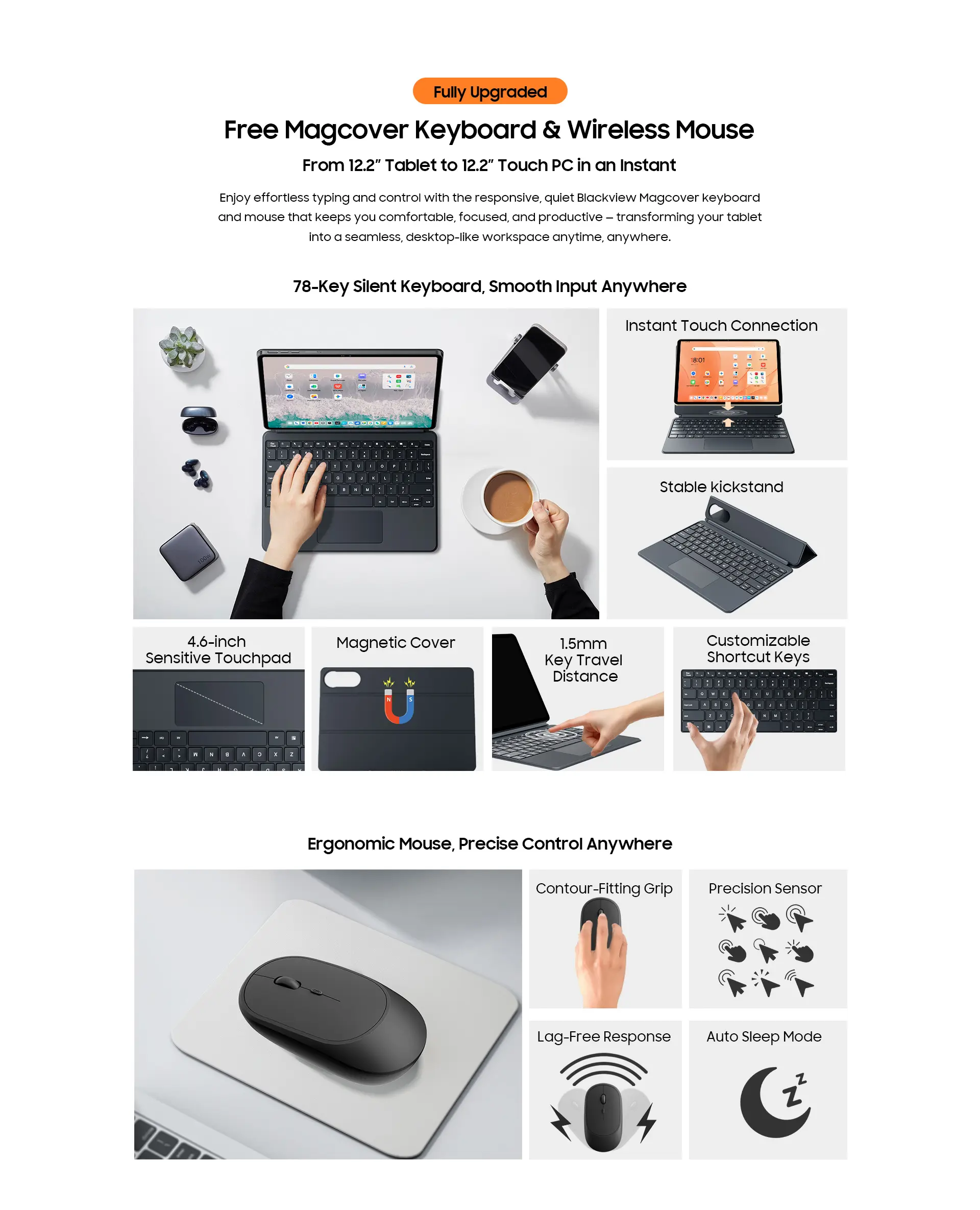 Blackview Mega 12 5G + WiFi Tablet | MediaTek Dimensity 7200 Octa Core Processor, 12GB RAM, 256GB SSD, 12.2" QFHD+ IPS 120Hz Display, 50MP Rear Camera, 13MP Front Camera, 10000mAh Battery, 55W Fast Charging, IP69K Waterproof, Keyboard, Mouse, Cover, Pen, Temper (Space Grey, Flash Gold, 690gms) (Launch Offer! GET BLACKVIEW WATCH R50 FREE!!) Price in Nepal Blackview Mega 12 Desc 6 Price in Nepal