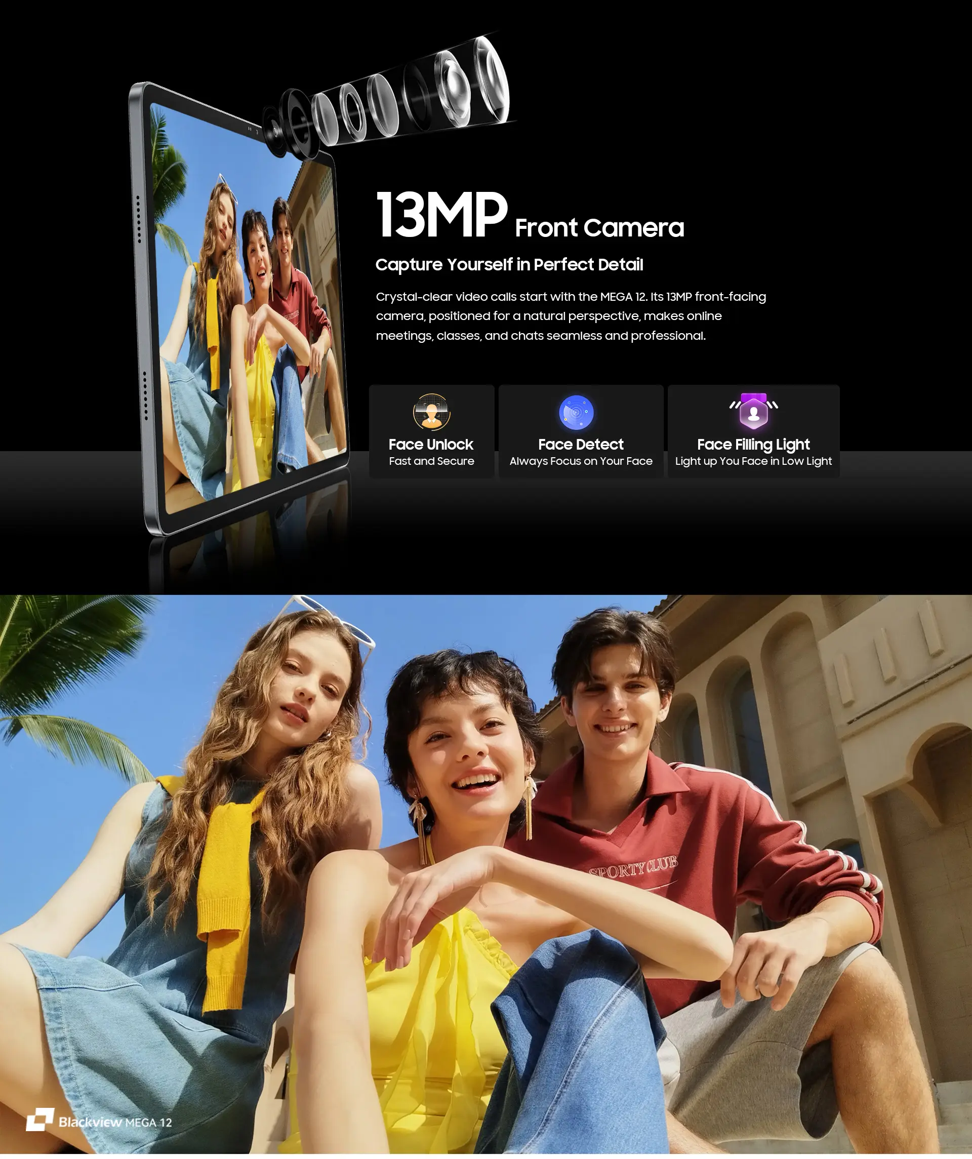 Blackview Mega 12 5G + WiFi Tablet | MediaTek Dimensity 7200 Octa Core Processor, 12GB RAM, 256GB SSD, 12.2" QFHD+ IPS 120Hz Display, 50MP Rear Camera, 13MP Front Camera, 10000mAh Battery, 55W Fast Charging, IP69K Waterproof, Keyboard, Mouse, Cover, Pen, Temper (Space Grey, Flash Gold, 690gms) (Launch Offer! GET BLACKVIEW WATCH R50 FREE!!) Price in Nepal Blackview Mega 12 Desc 9 Price in Nepal