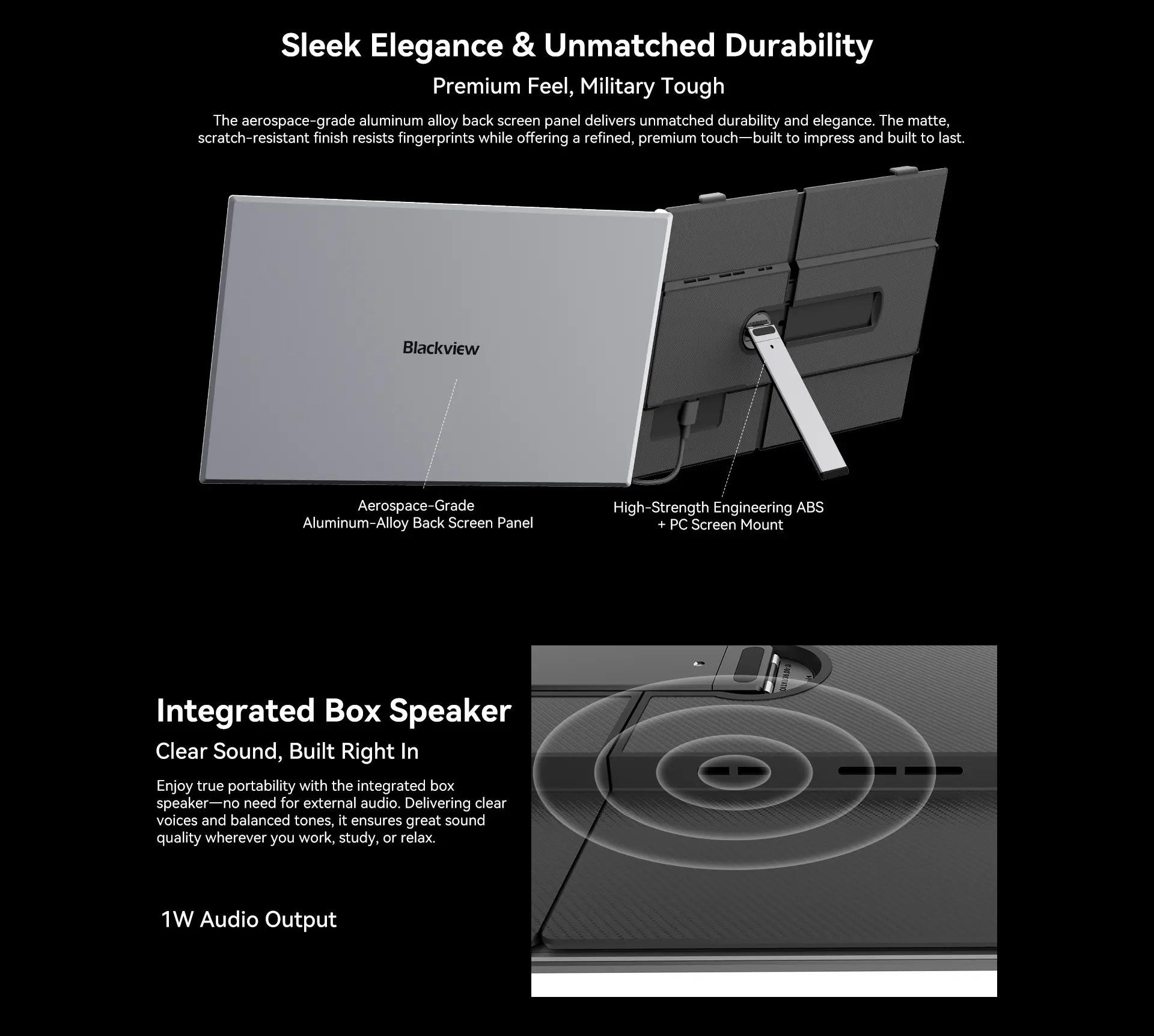 Blackview SCM8 Single Screen External Portable Display | 15.3" Full HD+ (1920 x 1200) IPS 100% sRGB Display, 2 × USB-C (USB3.1, DP Alt Mode, PD3.0) 1 × USB-C (PD 3.0), 100W Reverse Charging, Single Box Speaker, Kickstand, Free Protective Case (800gms) Price in Nepal Blackview SCM8 Desc 6 Price in Nepal