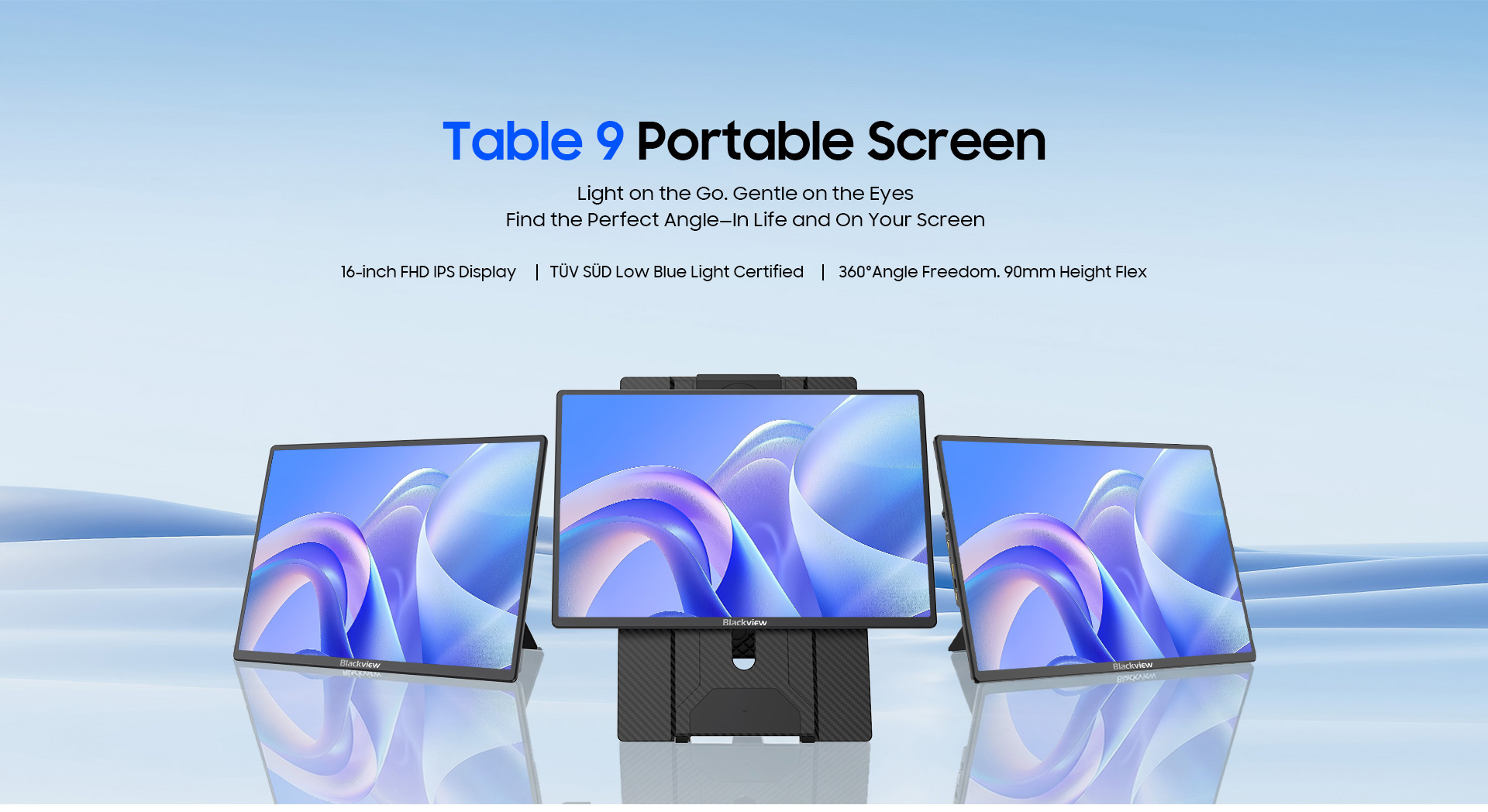 Blackview Table 9 Portable Monitor | Portable Display 16" Full HD + (1920 x 1200) IPS 60Hz , Single Box Speaker, With Stand (650gms) Price in Nepal Blackview Table 9 Desc 1 Price in Nepal