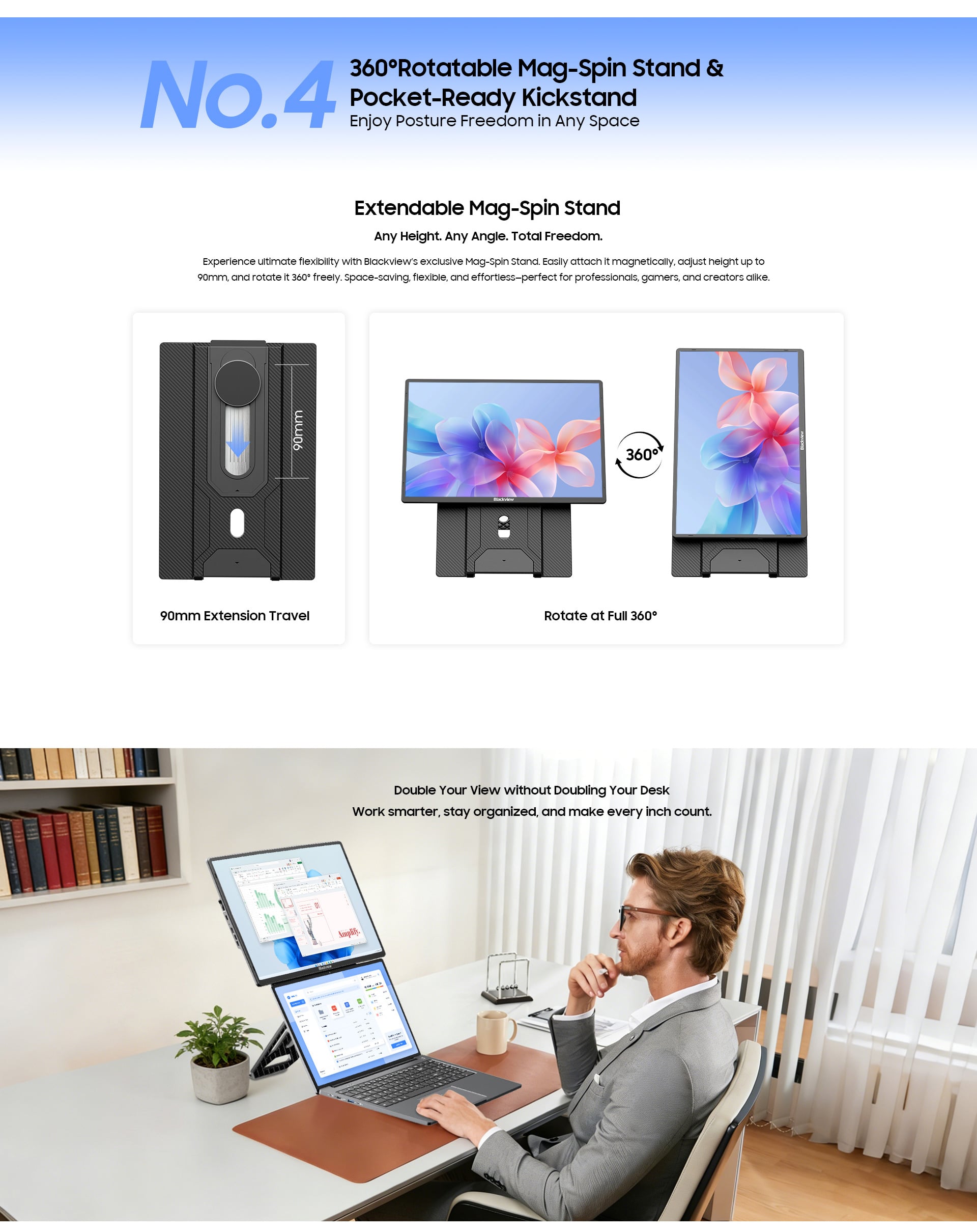 Blackview Table 9 Portable Monitor | Portable Display 16" Full HD + (1920 x 1200) IPS 60Hz , Single Box Speaker, With Stand (650gms) Price in Nepal Blackview Table 9 Desc 7 Price in Nepal