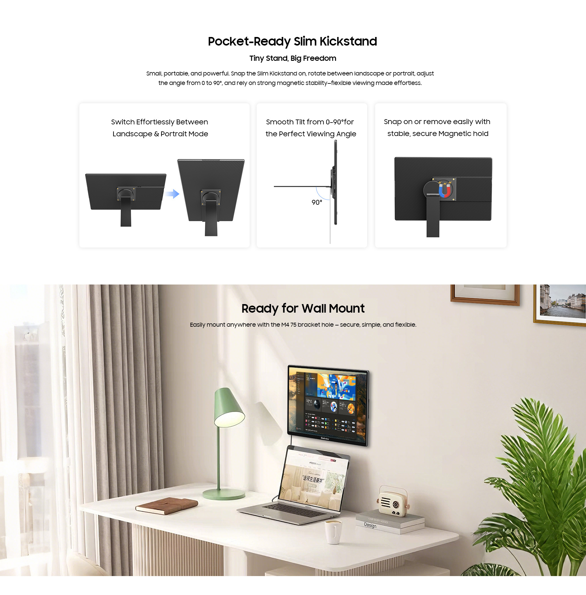 Blackview Table 9 Portable Monitor | Portable Display 16" Full HD + (1920 x 1200) IPS 60Hz , Single Box Speaker, With Stand (650gms) Price in Nepal Blackview Table 9 Desc 8 Price in Nepal